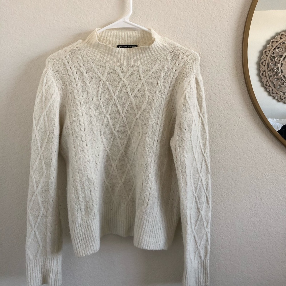 Mock neck white sweater